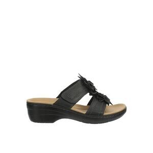 NWT Clarks Women's Merliah Raelyn Slide Sandal, Black Leather, 9 Wide